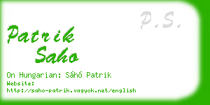 patrik saho business card